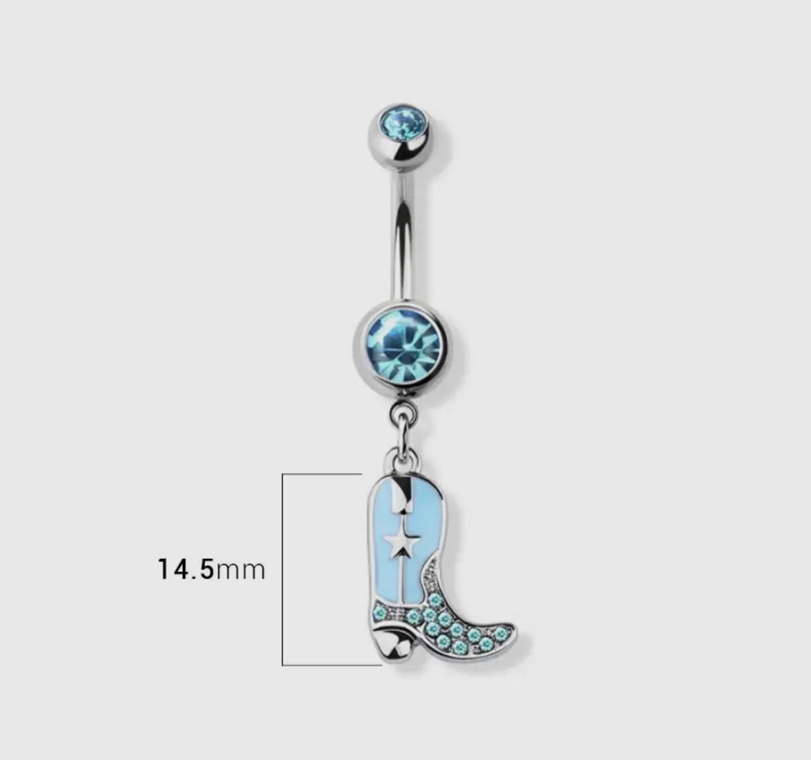 Sassy and a whole lot of Southern charm. Featuring a dangling cowboy boot charm paired with sparkling rhinestone details for a playful eye catching look. It’s fun, flirty and made for babe’s who bring cowgirl vibes wherever they go. This one is all about showing off your western side with confidence. Available in pink or blue. Exclusive to our SSB Underground secret shop!
Material: 316L SURGICAL STEEL/BRASS
Thickness: 14GA (1.6MM)
Length: 3/8" (10MM)
Ball Size: 5X8MM
Made in the USA
Final Sale
