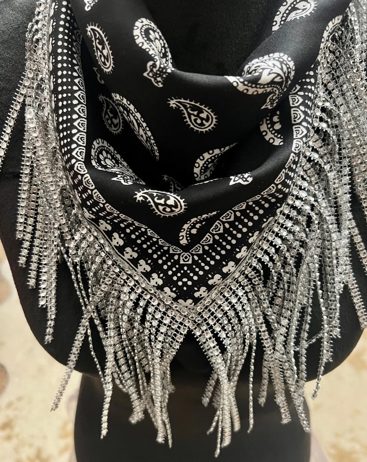 Rhinestone Fringe Bandana