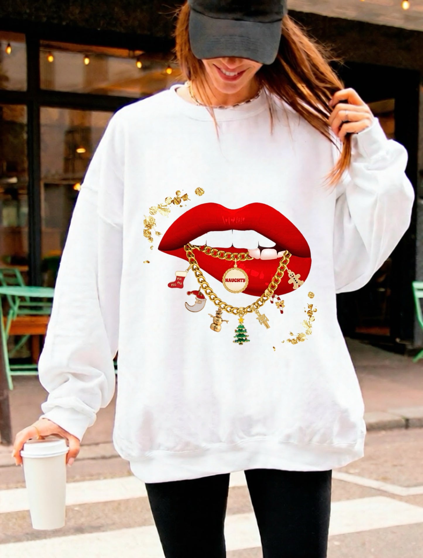 Naughty Or Nice graphic top