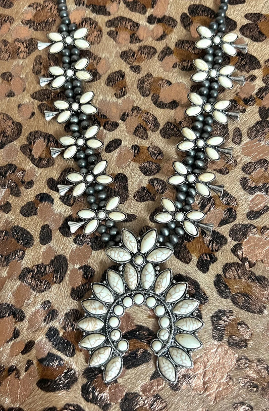 Howlite Squash Blossom necklace