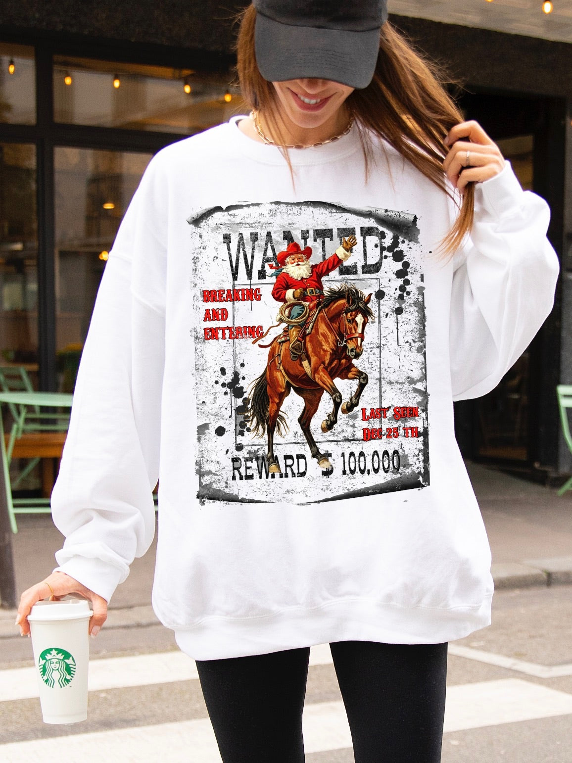 Wanted Santa graphic top