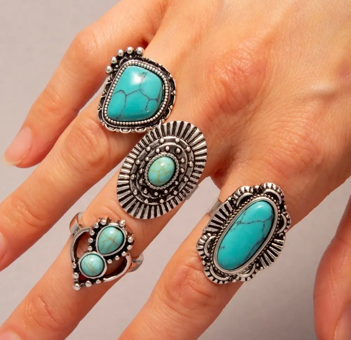 Turquoise Obsession ring set