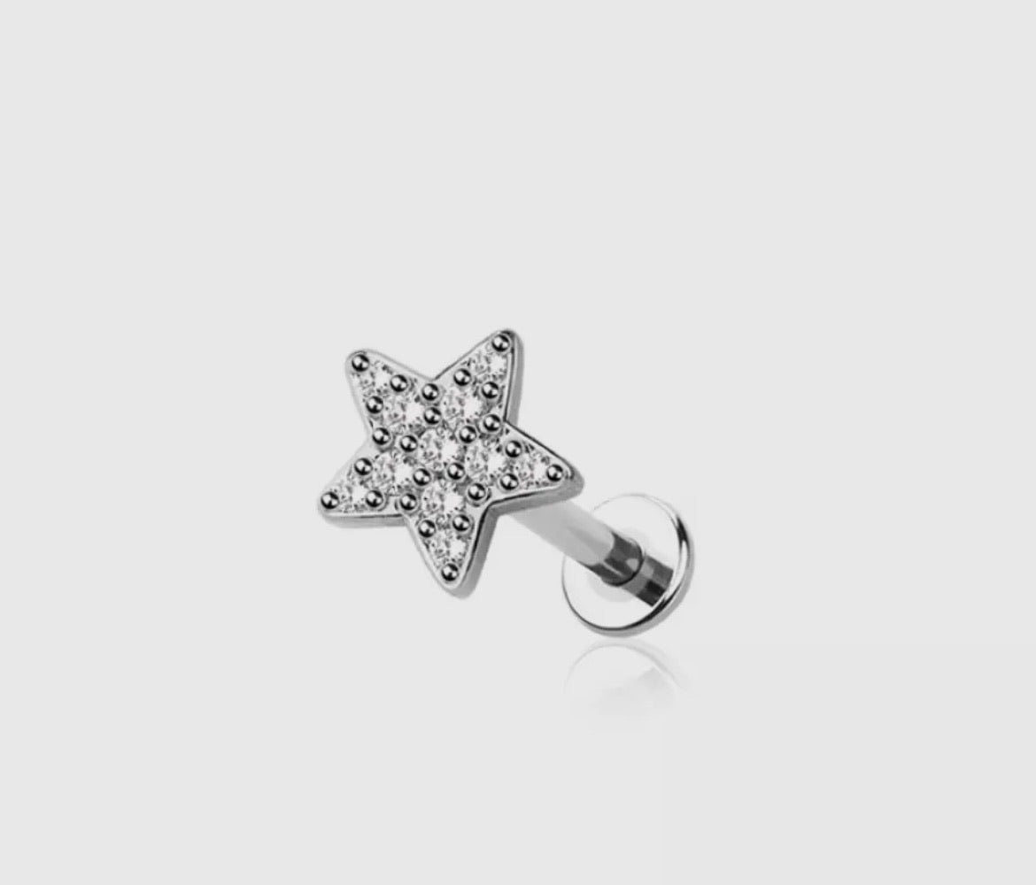 Star Status labret ring 
