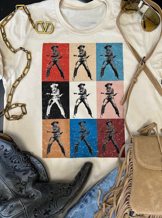 Pop Art Cowgirl graphic top