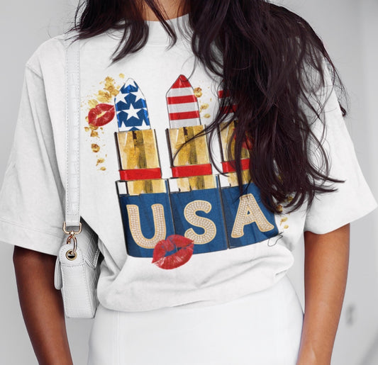 Stars Stripes & Smooches graphic top