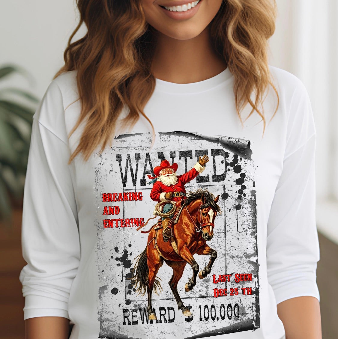 Wanted Santa graphic top