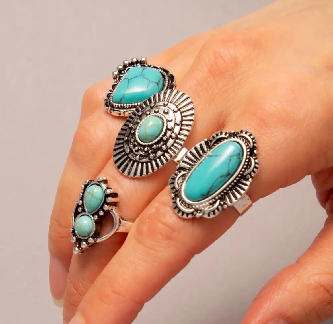 Turquoise Obsession ring set