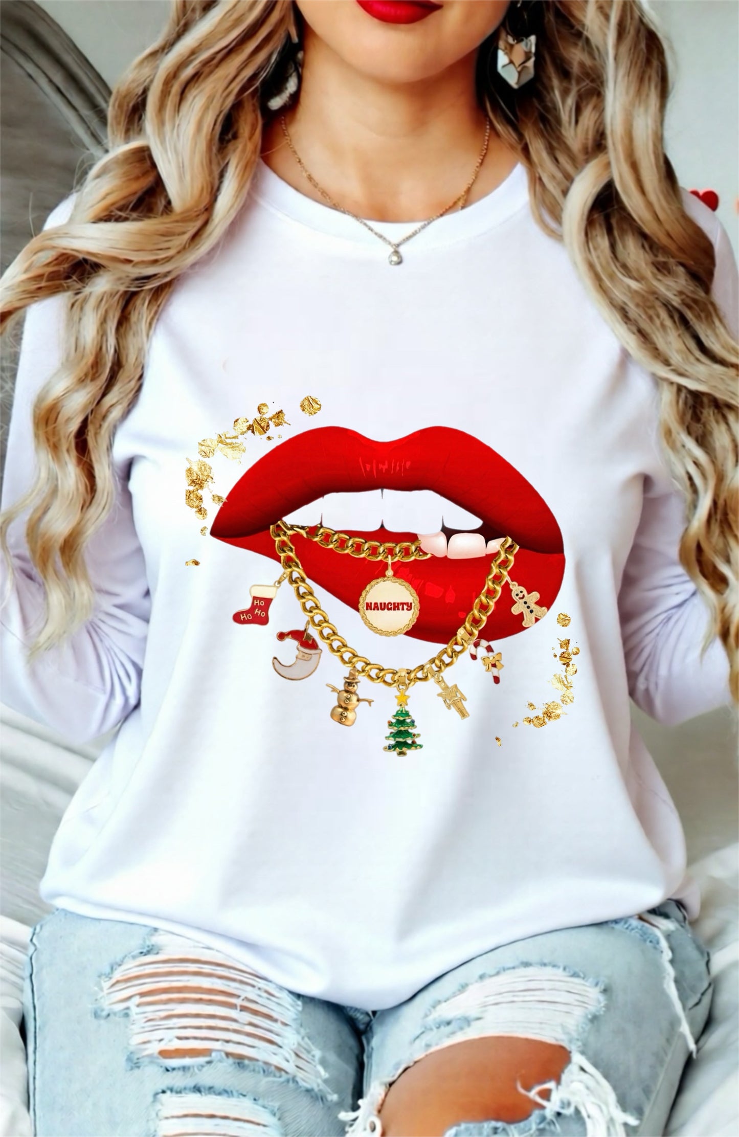 Naughty Or Nice graphic top