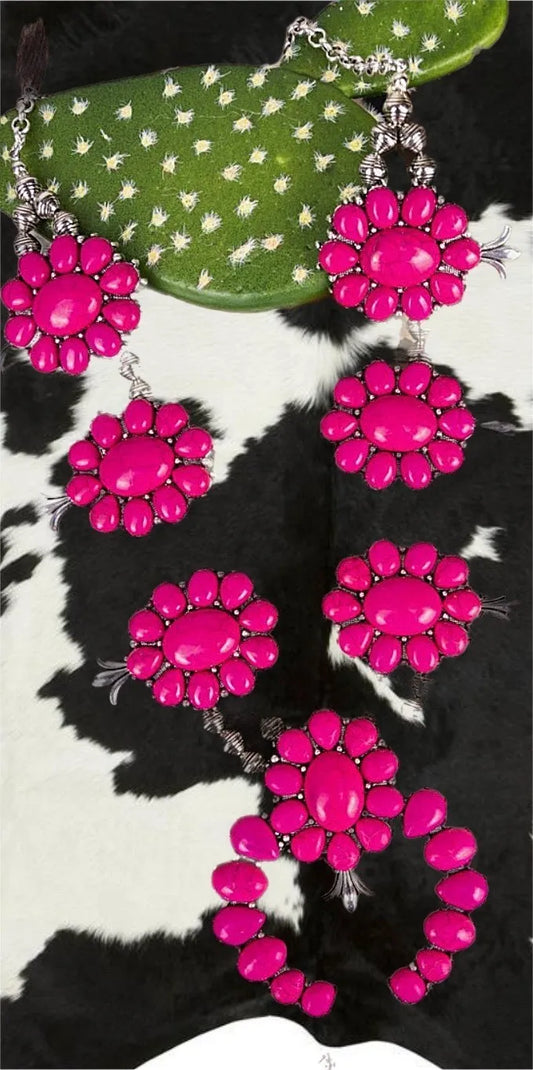 Fuchsia Squash Blossom necklace