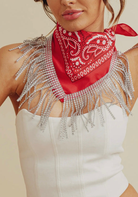 Rhinestone Fringe Bandana