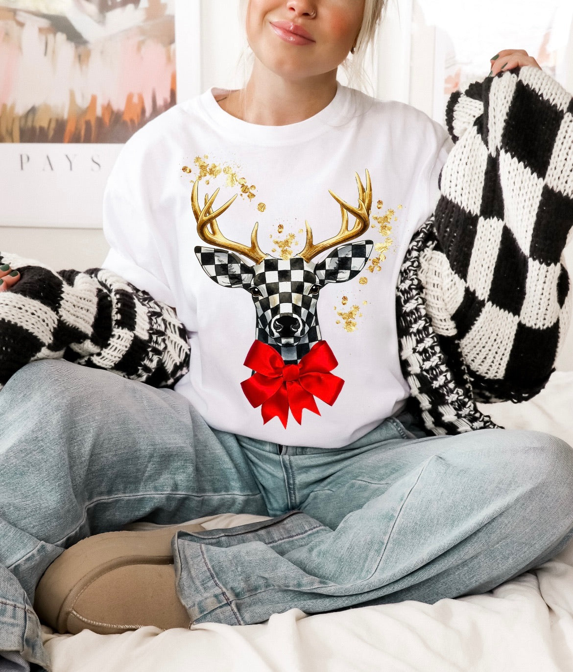 Checkmate Deer graphic top