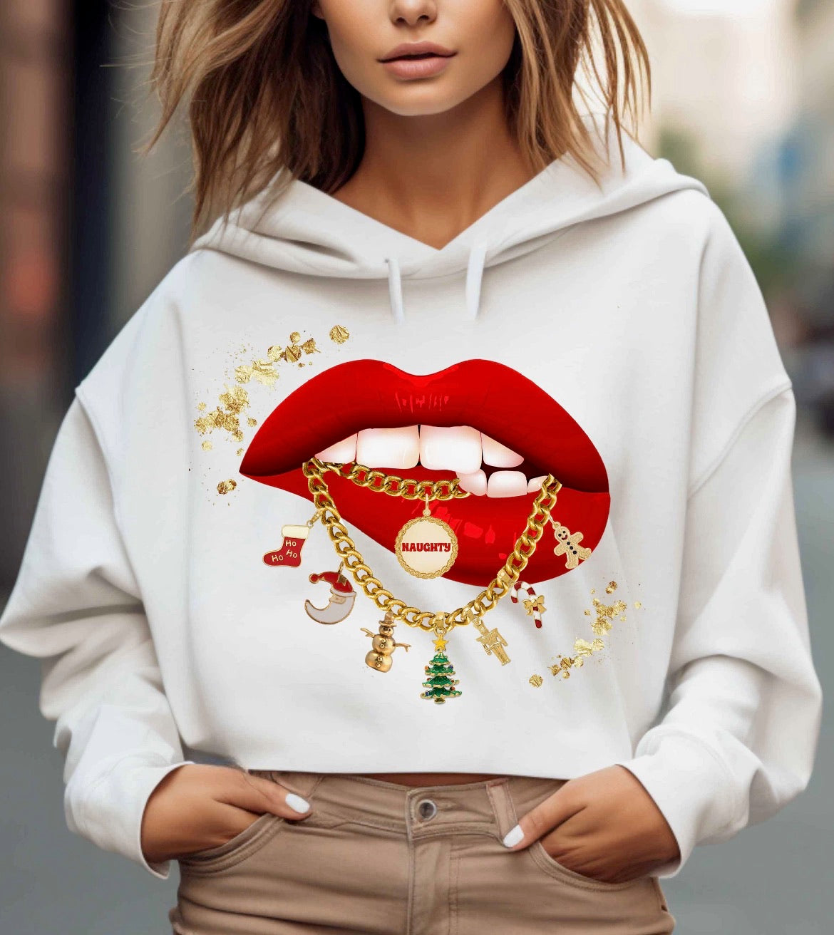 Naughty Or Nice graphic top