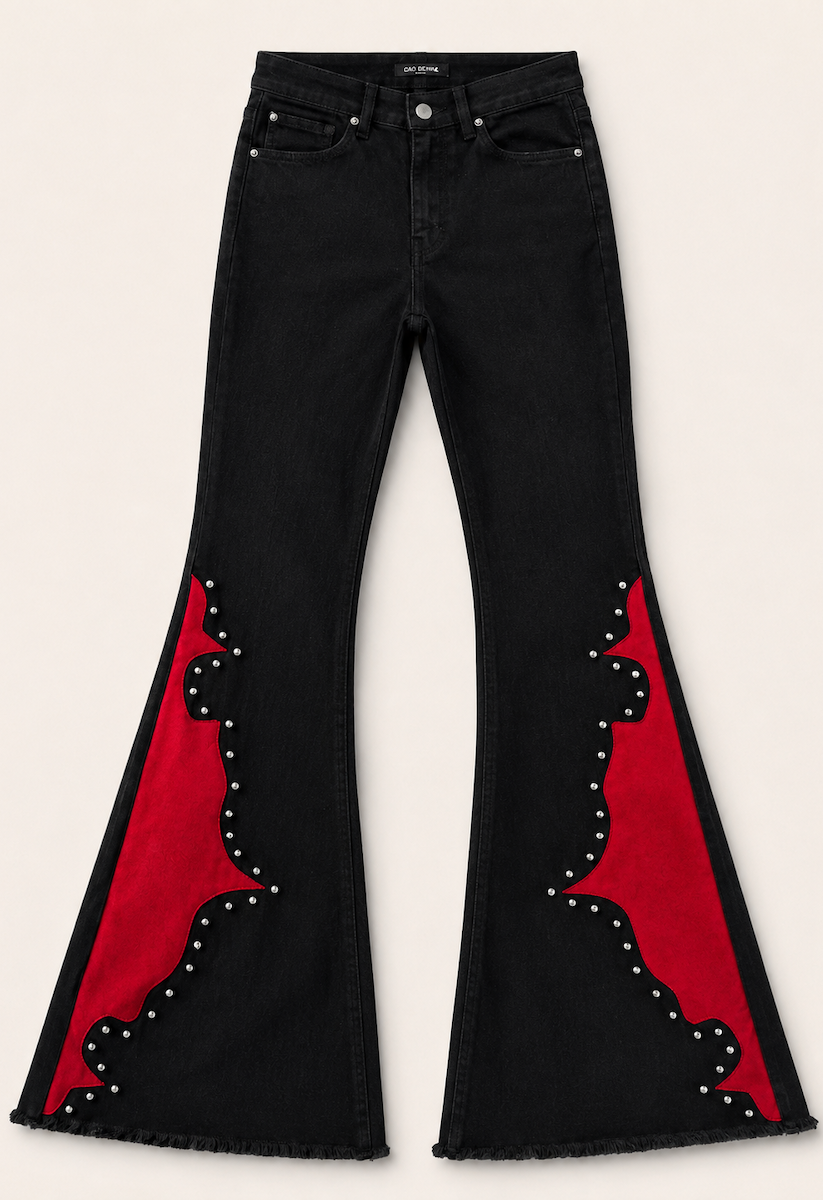 I See Red flare jeans